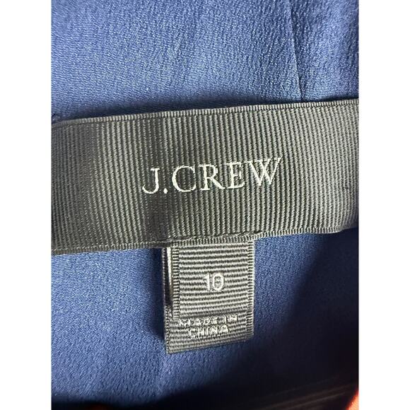 J Crew Sz 10 Navy Blue Multi Geometric Design Lined Silk Polyester Shift Dress - Picture 2 of 6